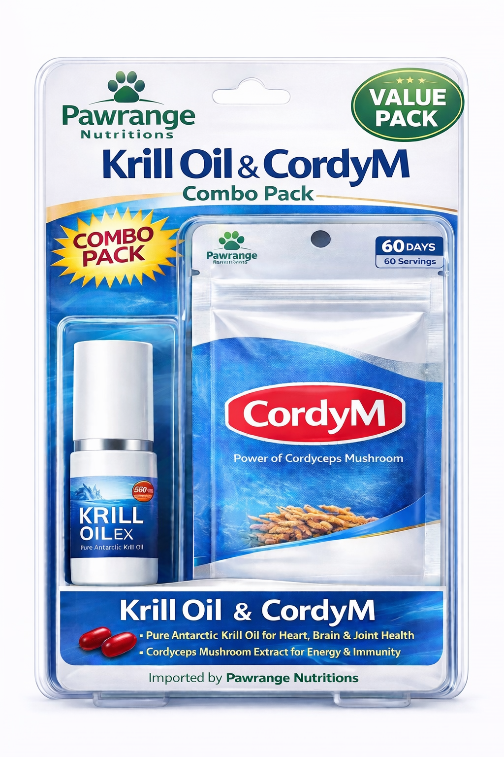 Cordy M & Krill Oil Ex Essential Health Combo
